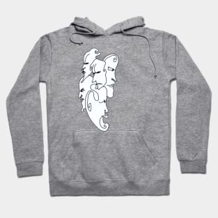 Dance of Faces Minimalist Art Hoodie